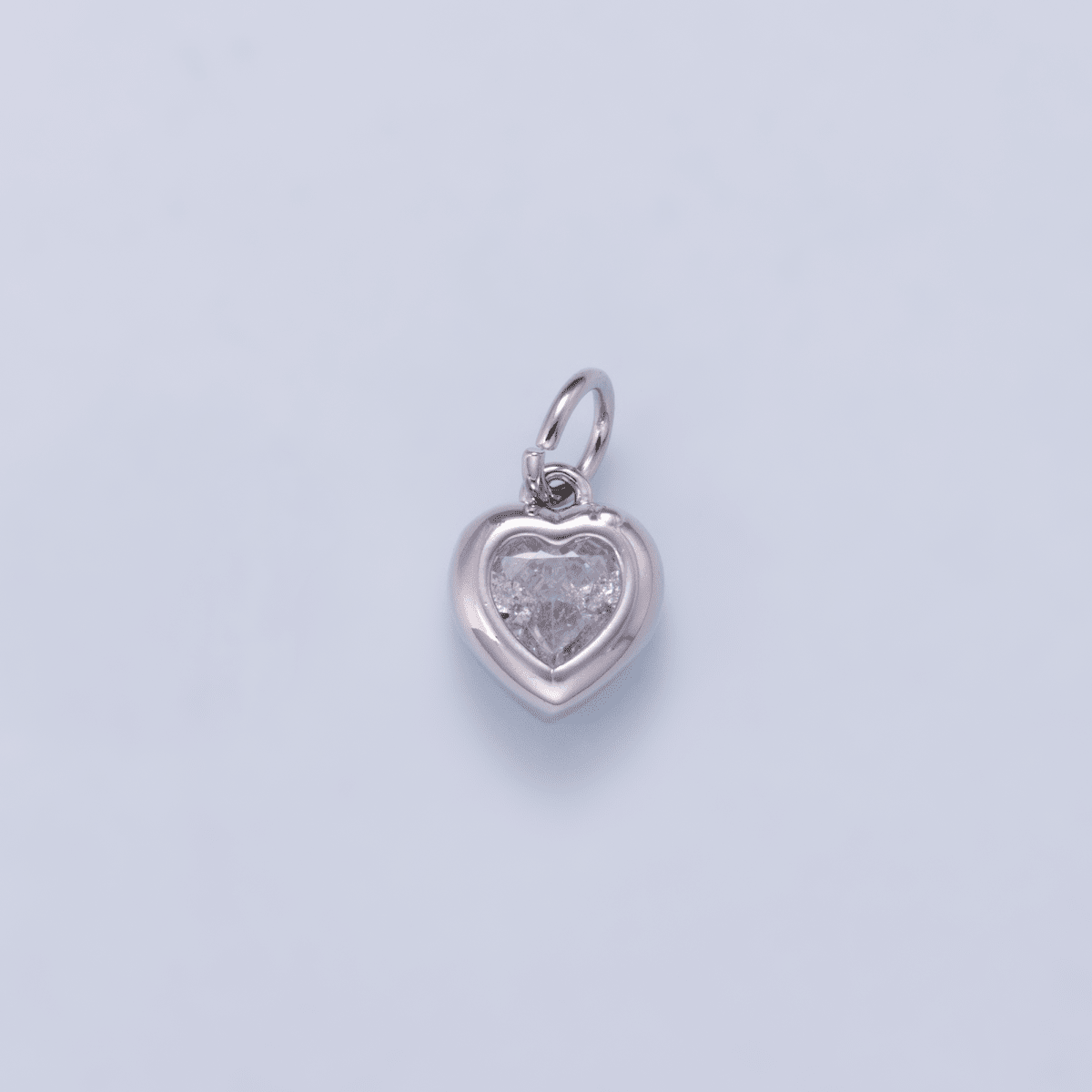 24K Gold Filled 9mm Clear CZ Heart Bezel Charm in Gold &amp; Silver | Charms-01265