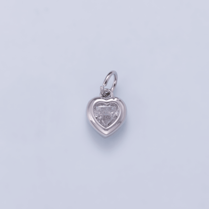 24K Gold Filled 9mm Clear CZ Heart Bezel Charm in Gold &amp; Silver | Charms-01265