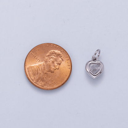 24K Gold Filled 9mm Clear CZ Heart Bezel Charm in Gold &amp; Silver | Charms-01265