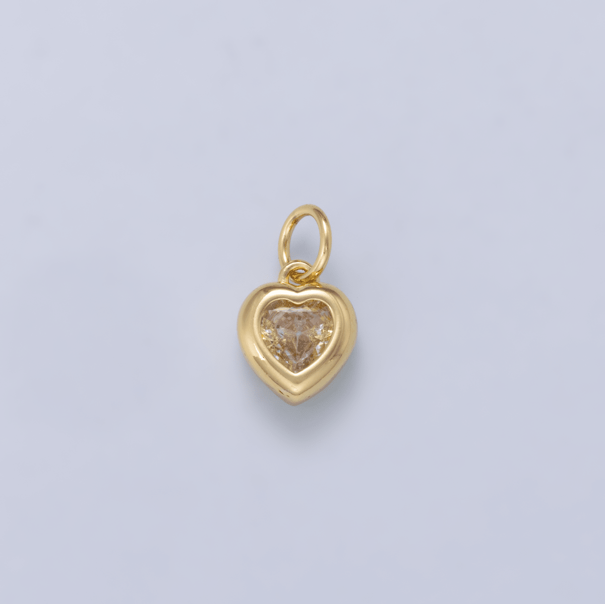 24K Gold Filled 9mm Clear CZ Heart Bezel Charm in Gold &amp; Silver | Charms-01265