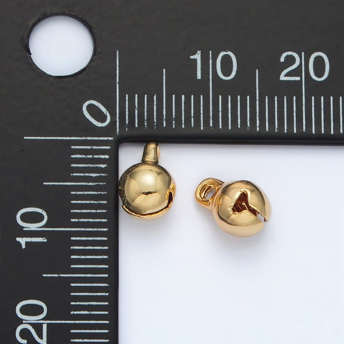 24K Gold Filled 9mm, 11mm Jingle Bell Minimalist Mini Multidimensional Charm in Gold &amp; Silver | X884 X885