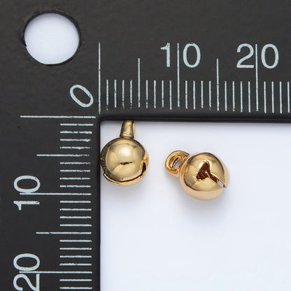 24K Gold Filled 9mm, 11mm Jingle Bell Minimalist Mini Multidimensional Charm in Gold &amp; Silver | X884 X885