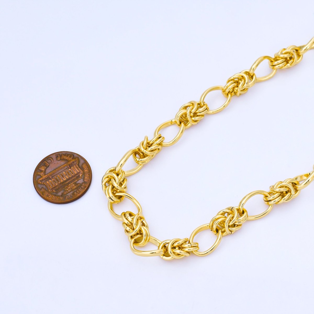 24K Gold Filled 9mm Knotted Rope Unfinished Chain by Yard | Roll-1743
