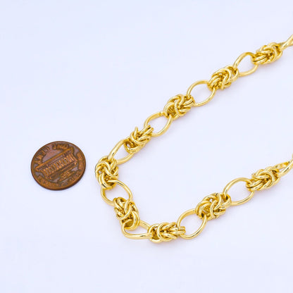 24K Gold Filled 9mm Knotted Rope Unfinished Chain by Yard | Roll-1743