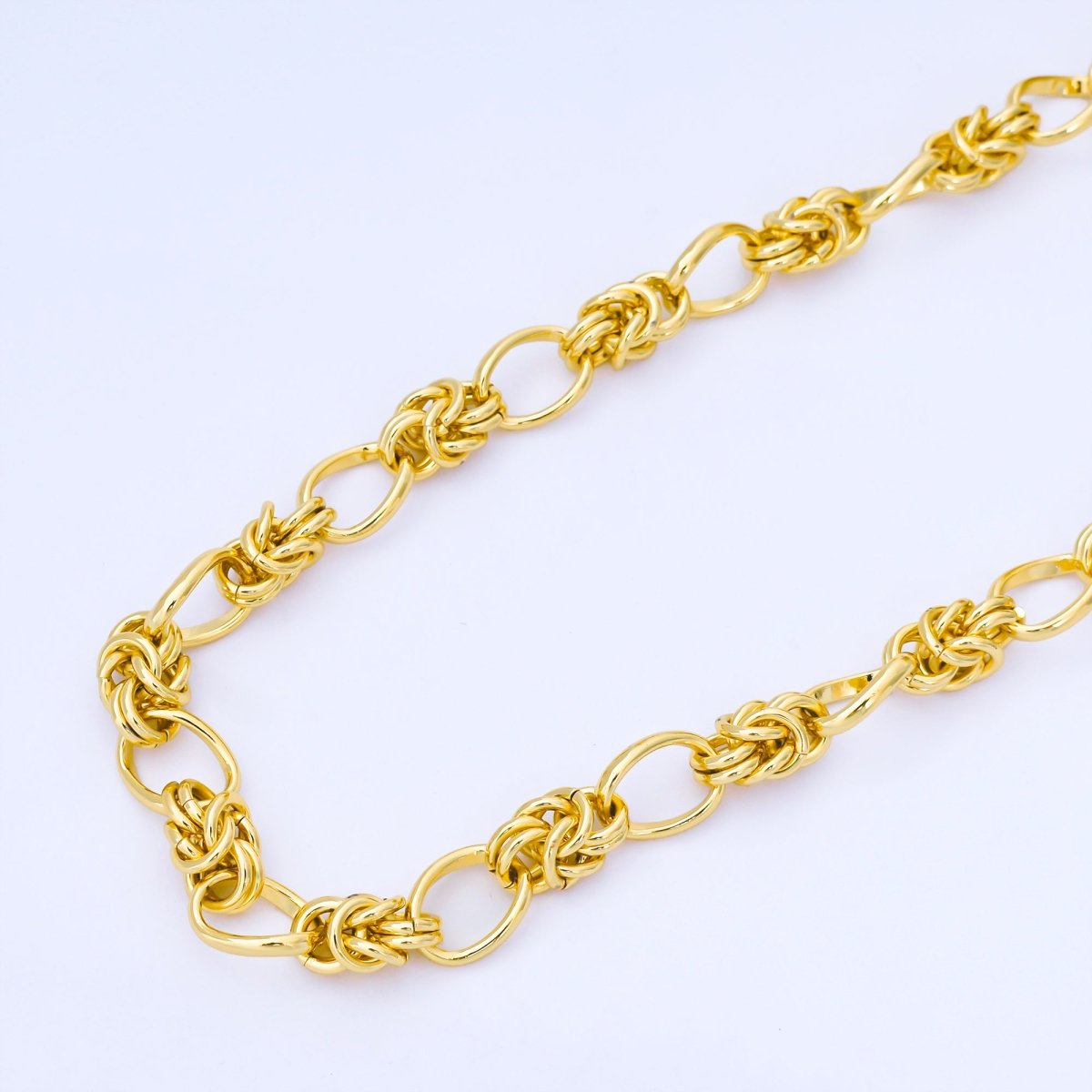 24K Gold Filled 9mm Knotted Rope Unfinished Chain by Yard | Roll-1743