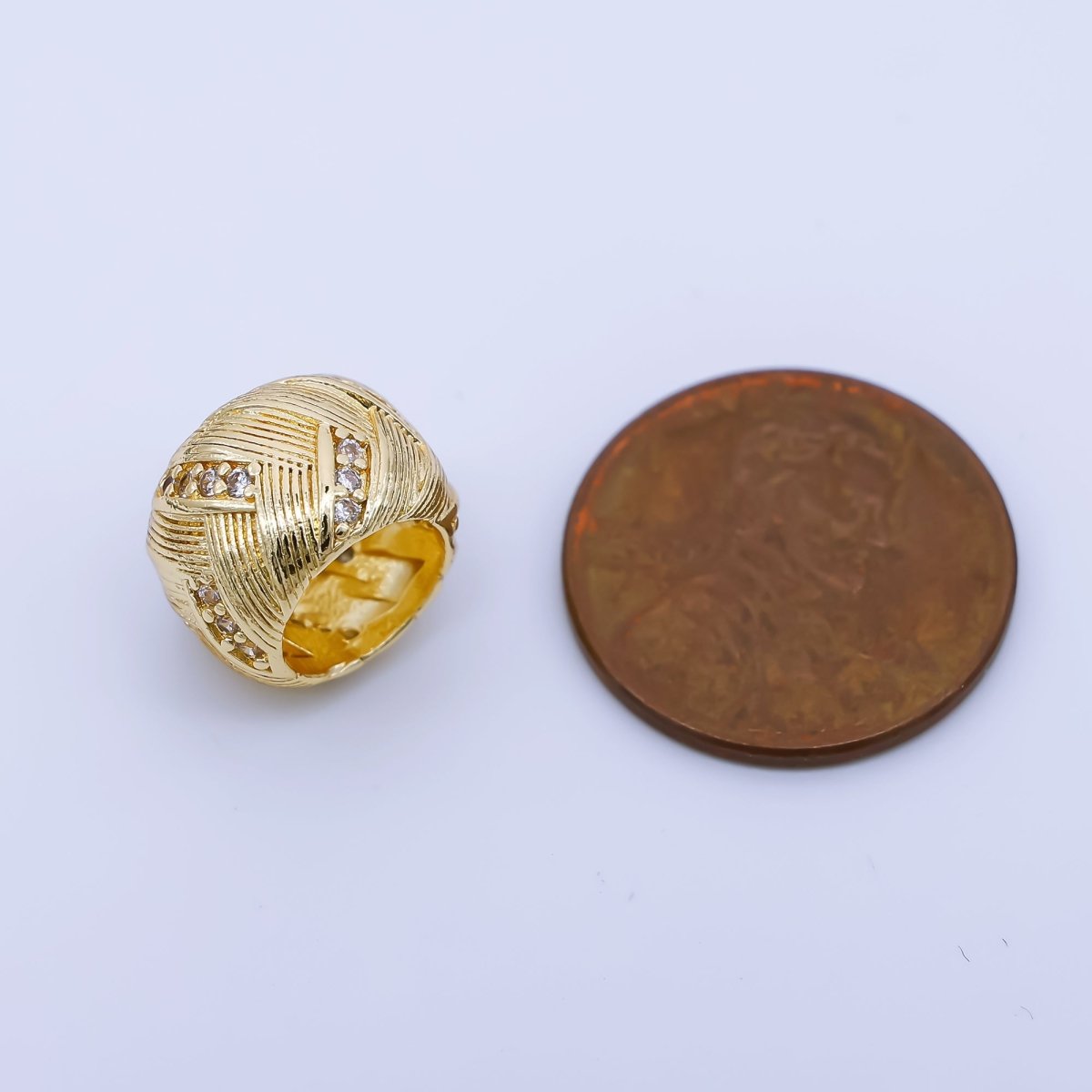 24K Gold Filled 9mm Micro Paved CZ Ribbed Textured Tube Bead Spacer | B479