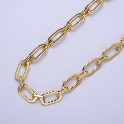 24K Gold Filled 9mm Paperclip Hexagonal Unique Statement Unfinished Chain For Jewelry Making | ROLL-1345