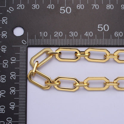 24K Gold Filled 9mm Paperclip Hexagonal Unique Statement Unfinished Chain For Jewelry Making | ROLL-1345