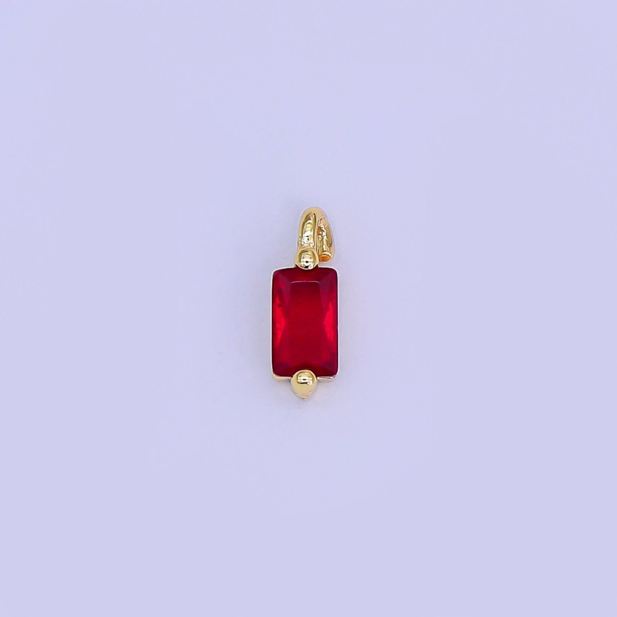 24K Gold Filled 9mm Red, Pink Baguette Mini Charm | E322