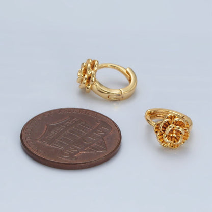 24K Gold Filled 9mm Rose Flower Cartilage Huggie Earrings | T213