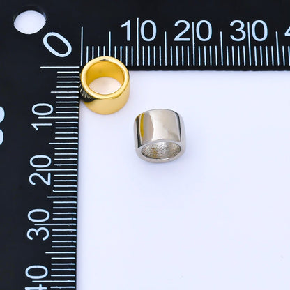24K Gold Filled 9mm x 6mm Minimalist Wide Bead in Gold &amp; Silver | B487