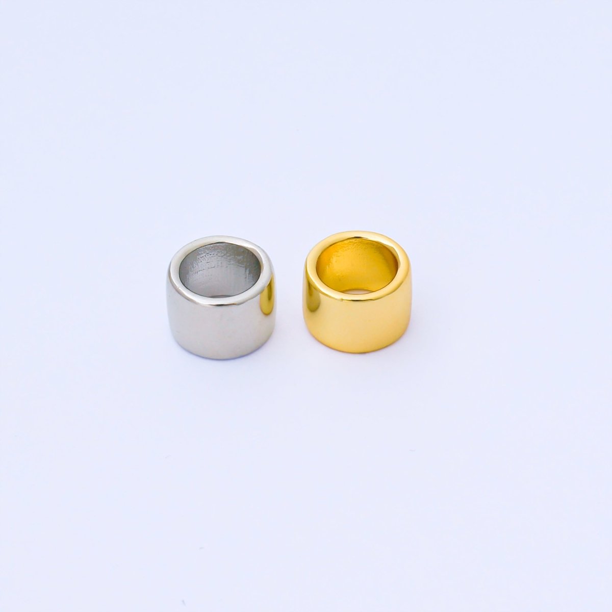 24K Gold Filled 9mm x 6mm Minimalist Wide Bead in Gold &amp; Silver | B487