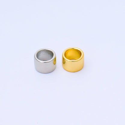 24K Gold Filled 9mm x 6mm Minimalist Wide Bead in Gold &amp; Silver | B487