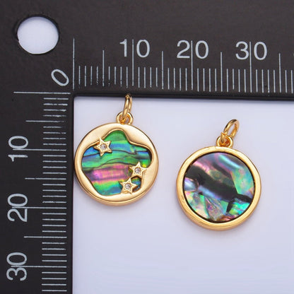 24K Gold Filled Abalone CZ Star Galaxy Stamped Charm | AC1464