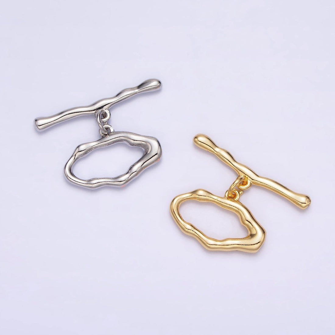 24K Gold Filled Abstract Molten OT Toggle Clasps Closure Jewelry Supply in Silver &amp; Gold | Z-440 Z-441
