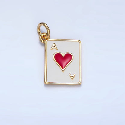 24K Gold Filled Ace Playing Cards Enamel Mini Charm | X879 - X882