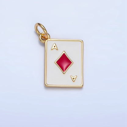24K Gold Filled Ace Playing Cards Enamel Mini Charm | X879 - X882
