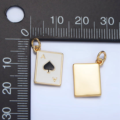 24K Gold Filled Ace Playing Cards Enamel Mini Charm | X879 - X882