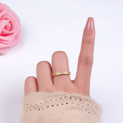 24K Gold Filled Micro Paved CZ Textured Adjustable Ring | O334