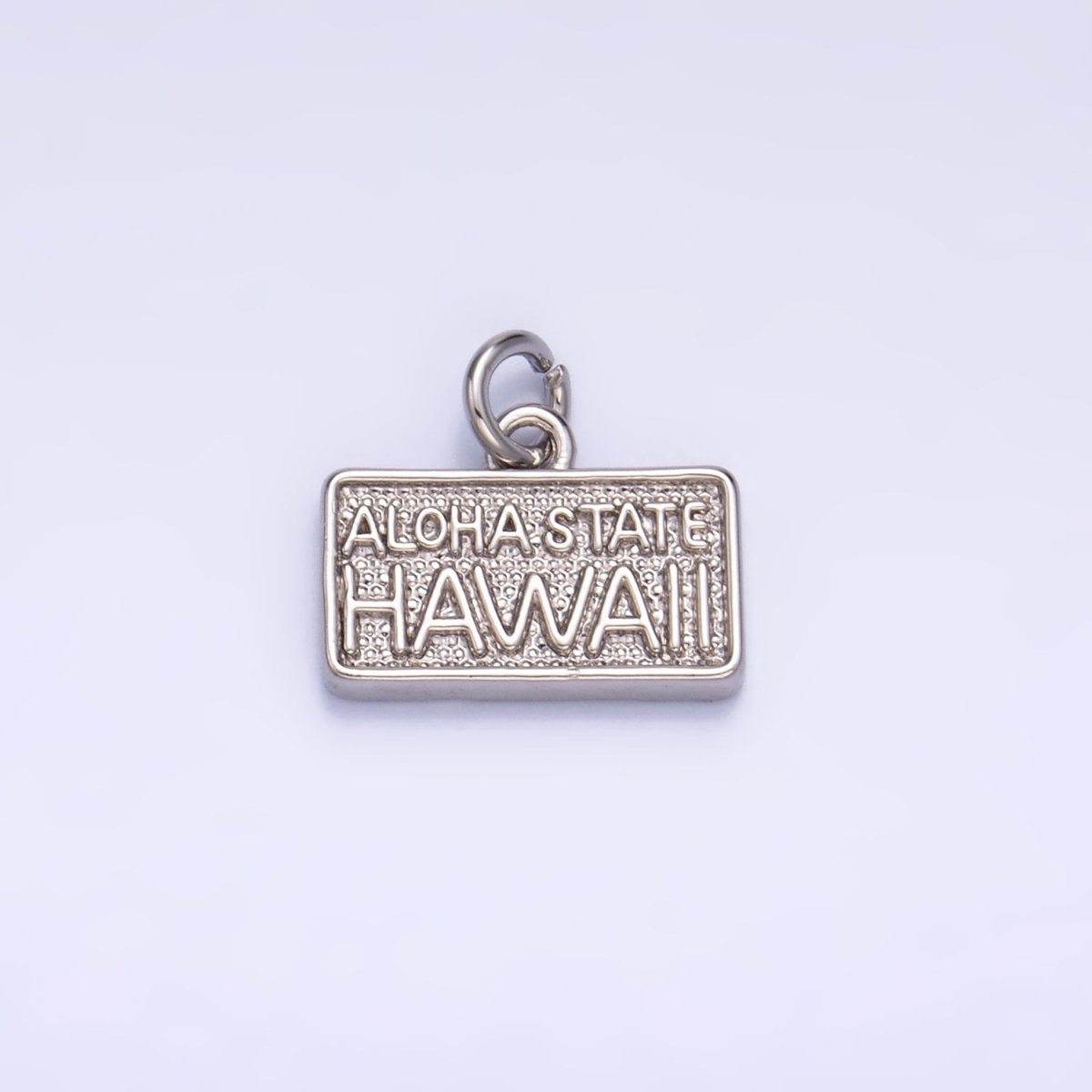 24K Gold Filled 9mm "ALOHA STATE: HAWAII" Script License Plate Charm in Gold &amp; Silver | W284