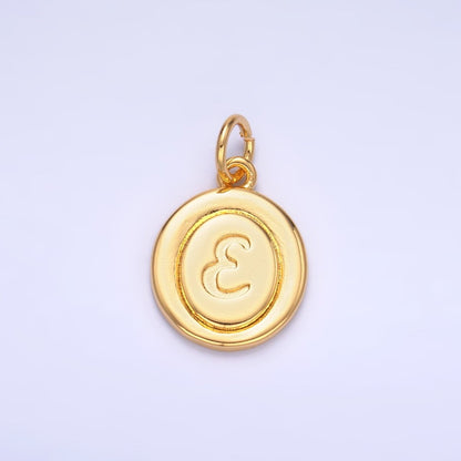 24K Gold Filled Alphabet Letter Initial Script Engraved Stamped Oval Charm | A836 - A848