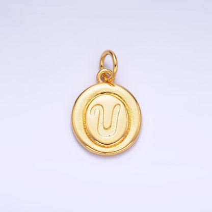 24K Gold Filled Alphabet Letter Initial Script Engraved Stamped Oval Charm | A836 - A848