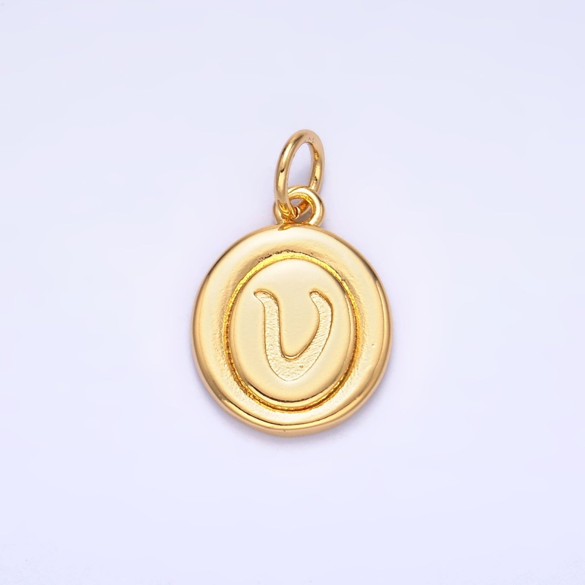 24K Gold Filled Alphabet Letter Initial Script Engraved Stamped Oval Charm | A836 - A848