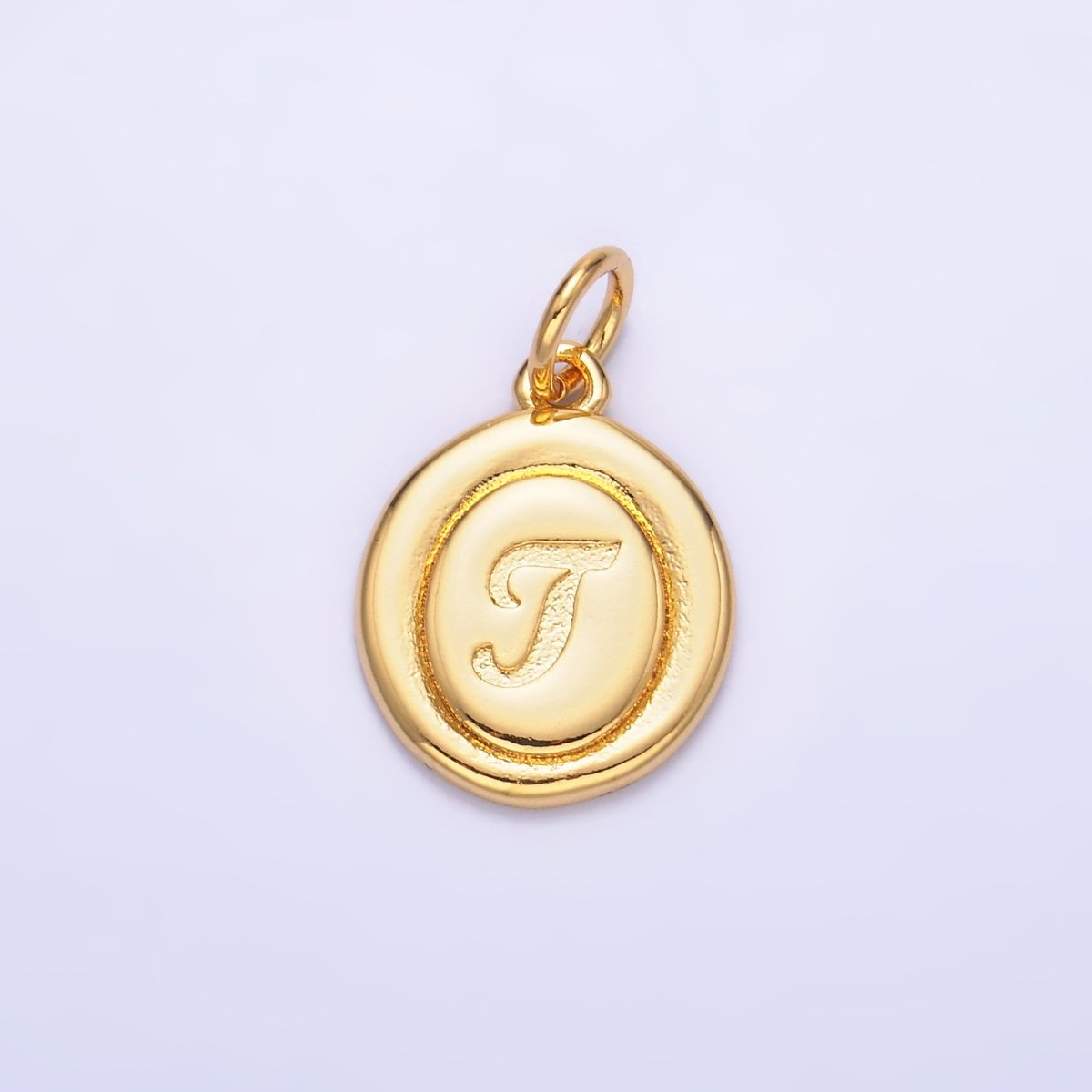 24K Gold Filled Alphabet Letter Initial Script Engraved Stamped Oval Charm | A836 - A848