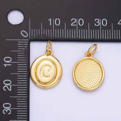 24K Gold Filled Alphabet Letter Initial Script Engraved Stamped Oval Charm | A836 - A848