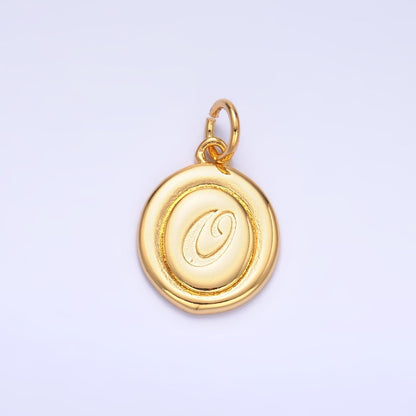 24K Gold Filled Alphabet Letter Initial Script Engraved Stamped Oval Charm | A836 - A848