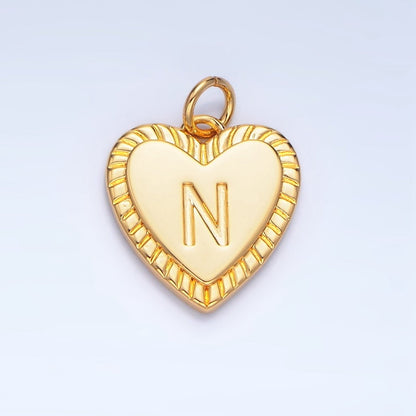24K Gold Filled Alphabet Letter Initial Sunburst Heart Charm | A1500-A1512