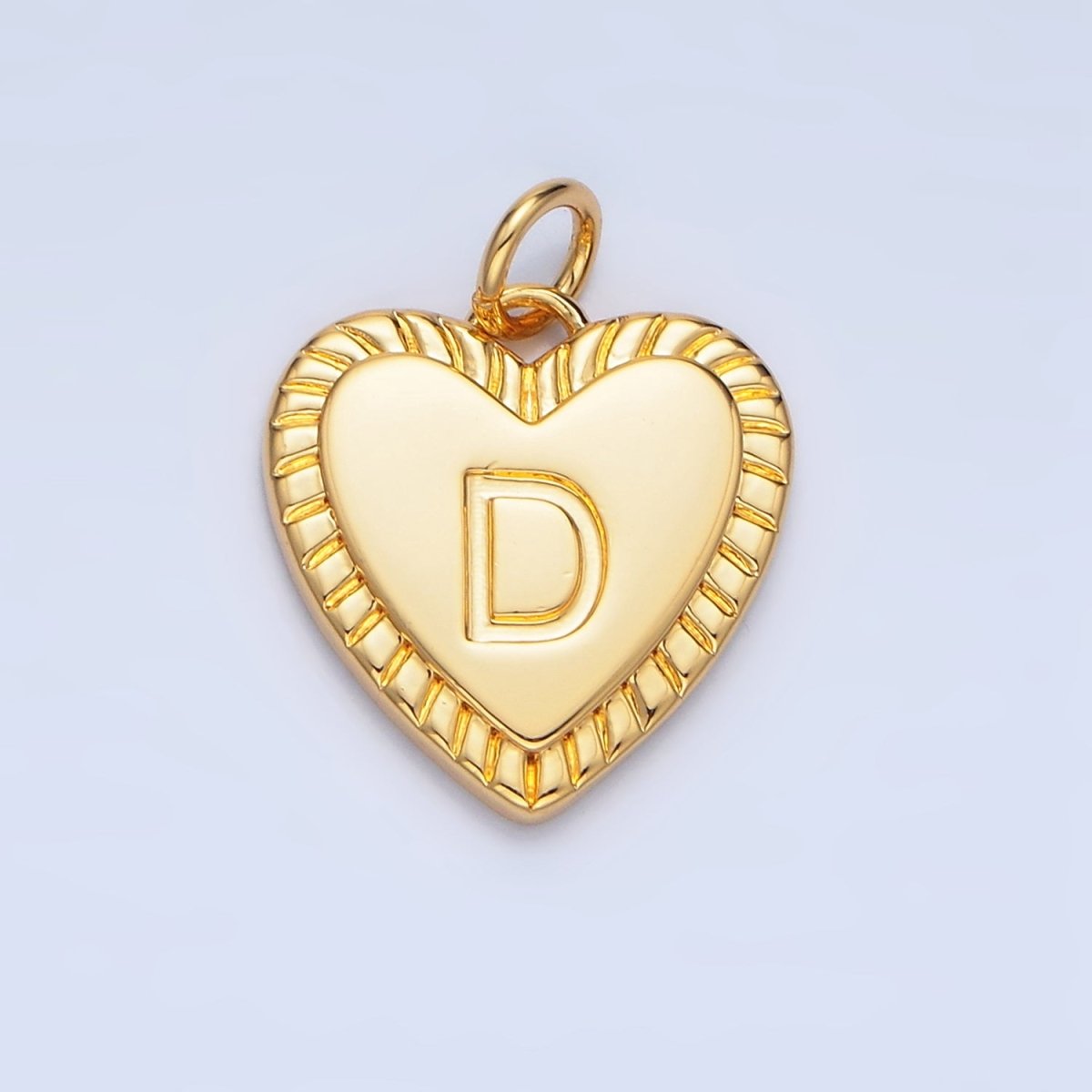 24K Gold Filled Alphabet Letter Initial Sunburst Heart Charm | A1500-A1512