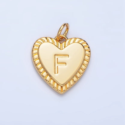 24K Gold Filled Alphabet Letter Initial Sunburst Heart Charm | A1500-A1512