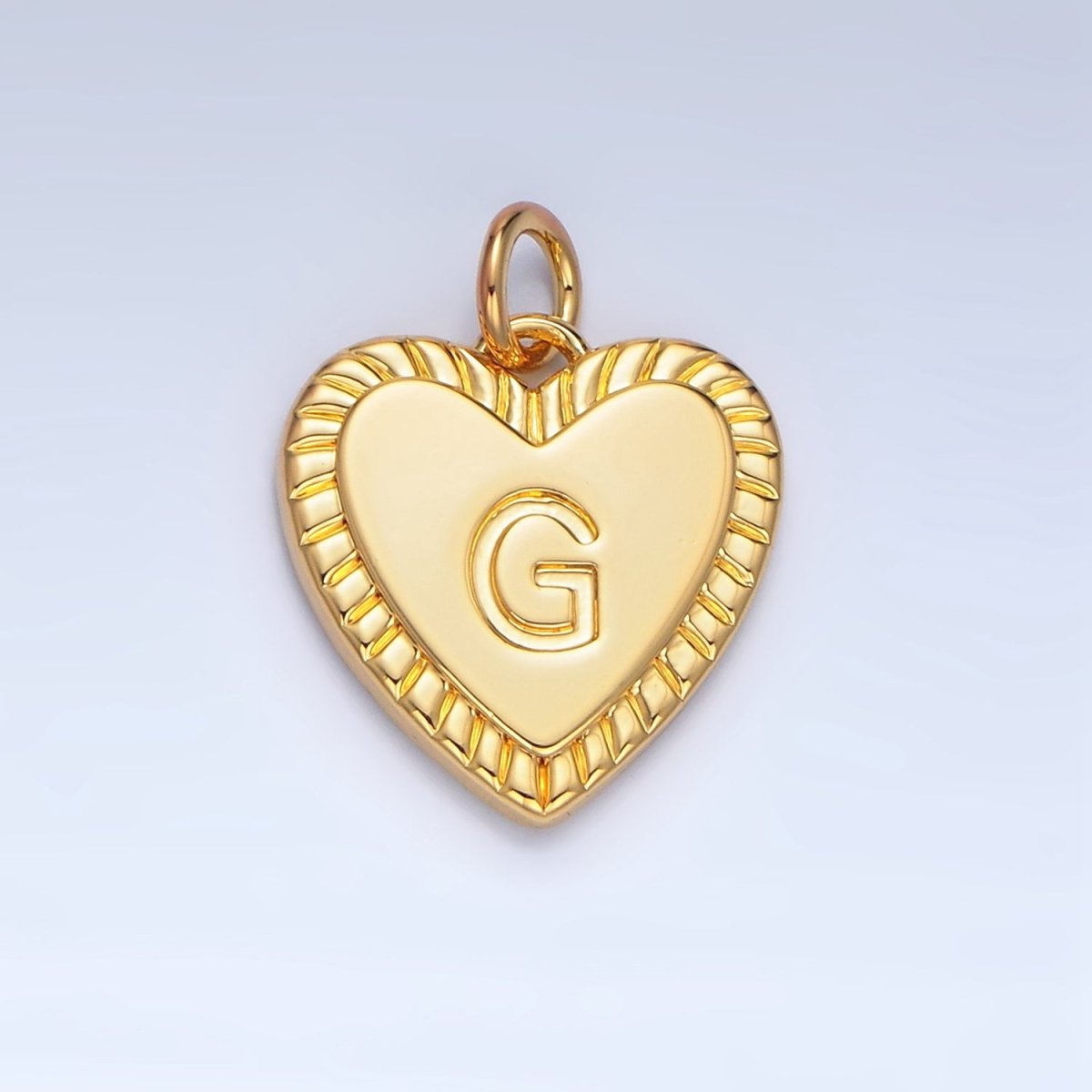 24K Gold Filled Alphabet Letter Initial Sunburst Heart Charm | A1500-A1512