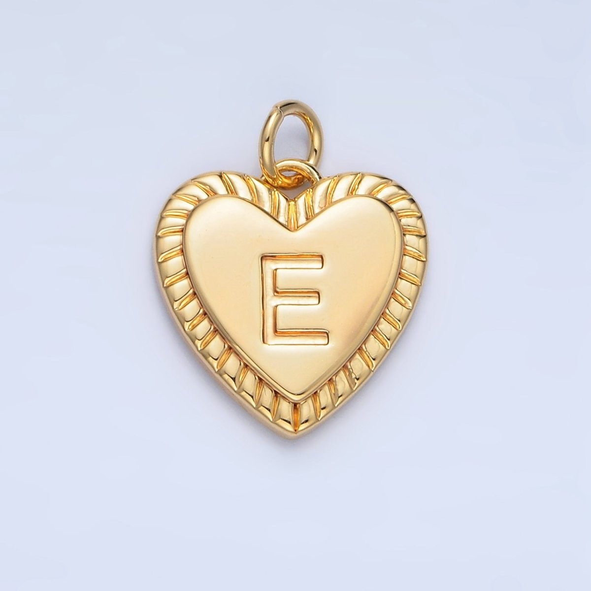 24K Gold Filled Alphabet Letter Initial Sunburst Heart Charm | A1500-A1512