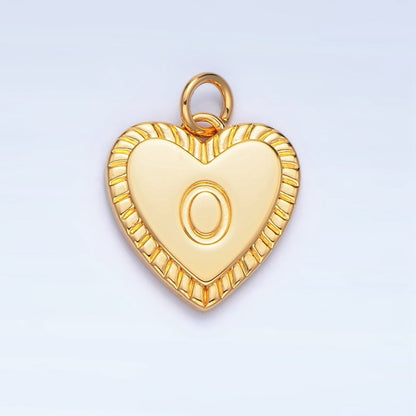 24K Gold Filled Alphabet Letter Initial Sunburst Heart Charm | A1500-A1512