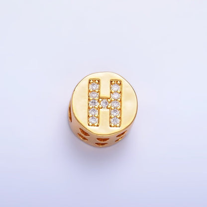24K Gold Filled Alphabet Letter Micro Paved CZ Round Bead | A1526 - A1538
