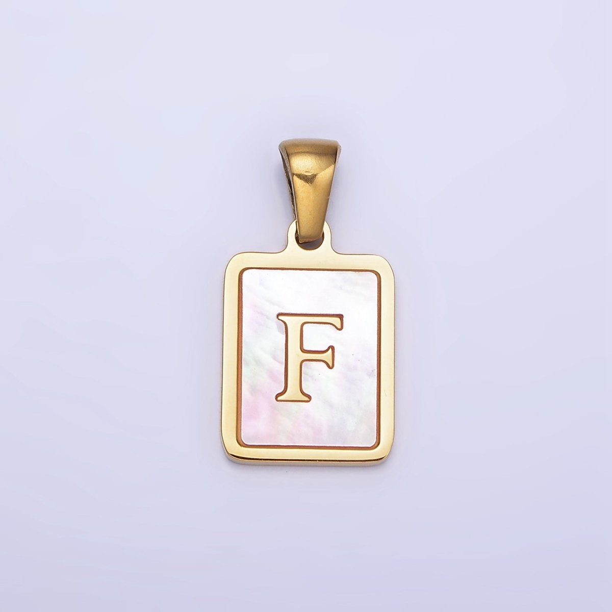 24K Gold Filled Alphabet Letter Pink Shell Pearl Bezel Pendant | A-A1565-A-A1577