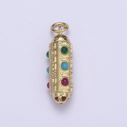 24k Gold Filled Amulet Pill Pendant with Encouraging Word " Courage, Protection, Bonheur " written N-306