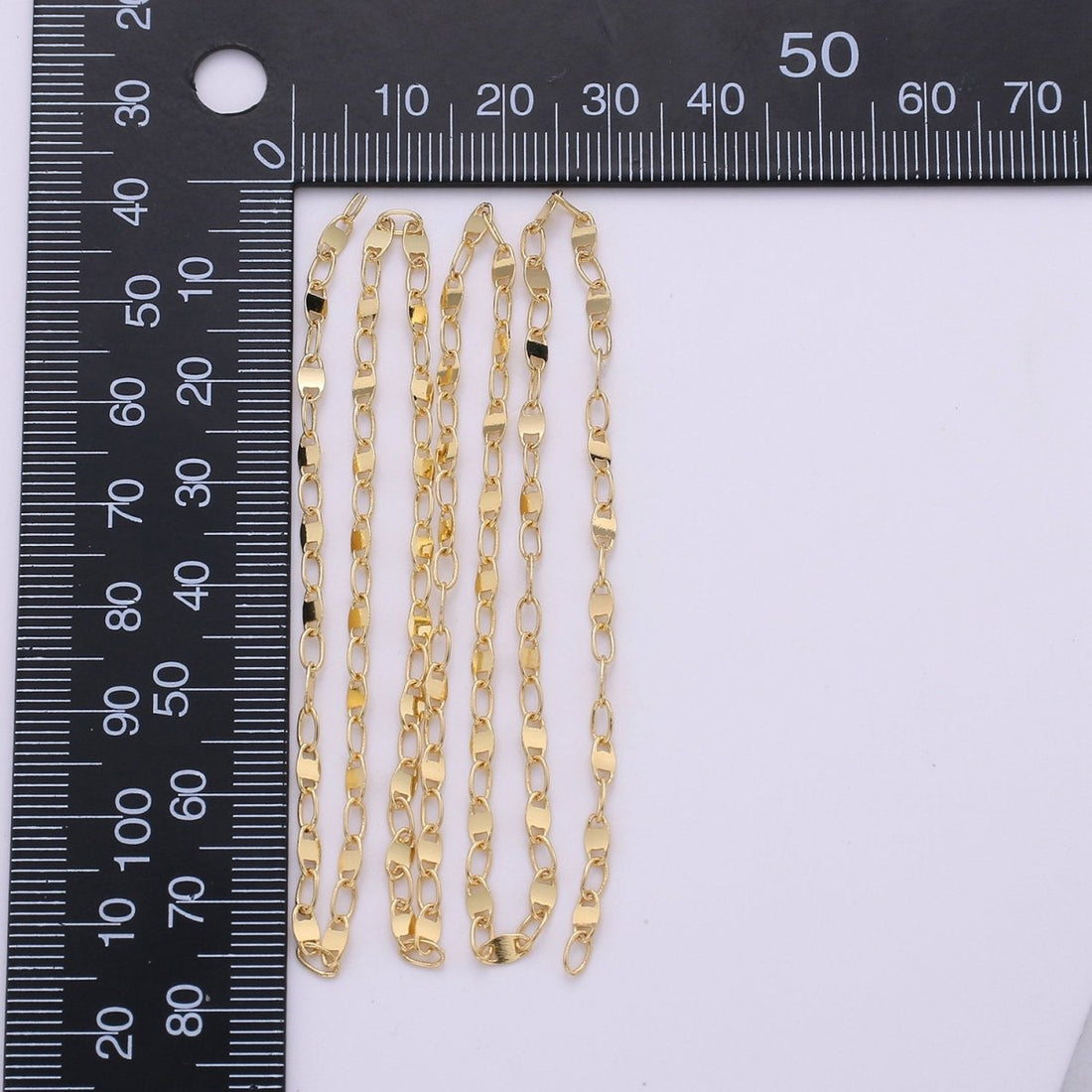 OS 24K Gold Filled Anchor MARINER Chain, 3mm Flat Shiny Link Bracelet, Anklet or Necklace, Jewelry for Men and Women Necklace Component, CABLE Chain | ROLL-158