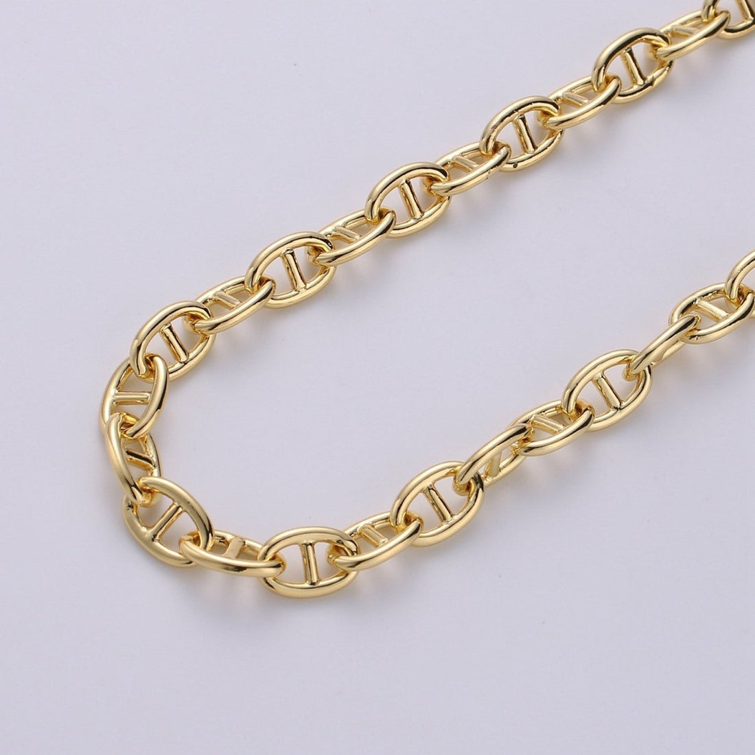 24K Gold filled Anchor Mariner Chain, 5x9mm Link Bracelet, Anklet or Necklace, Jewelry for Men and Women Necklace Component | ROLL-239