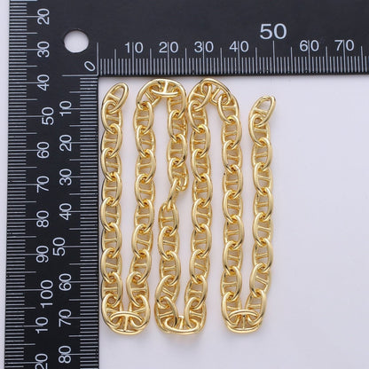 24K Gold filled Anchor Mariner Chain, 5x9mm Link Bracelet, Anklet or Necklace, Jewelry for Men and Women Necklace Component | ROLL-239