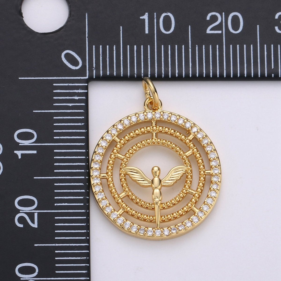 24k Gold Filled Angel Charm Micro Pave Cubic Angel Charm, Blessing Charms Angel Wings CZ Sparkle Gold Charm Dainty Minimalist Jewelry Supply D-641