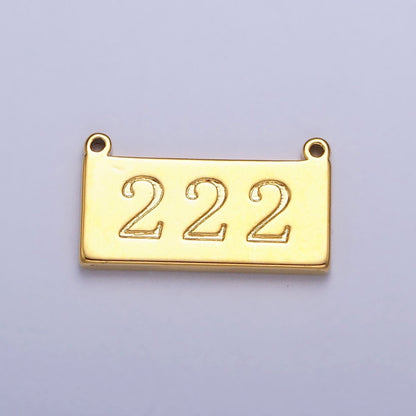 24K Gold Filled Angel Number Numerology Engraved Rectangular Tag Charm Connector | G610-615