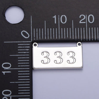 24K Gold Filled Angel Number Numerology Engraved Rectangular Tag Charm Connector | G610-615
