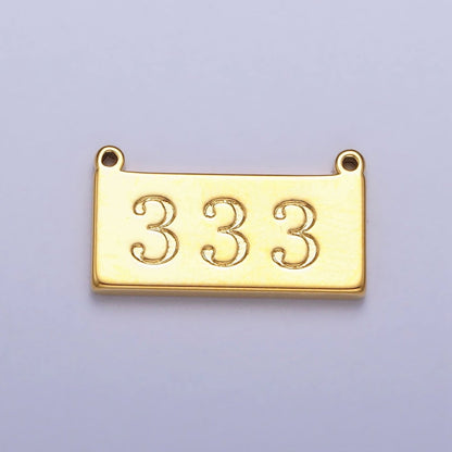 24K Gold Filled Angel Number Numerology Engraved Rectangular Tag Charm Connector | G610-615