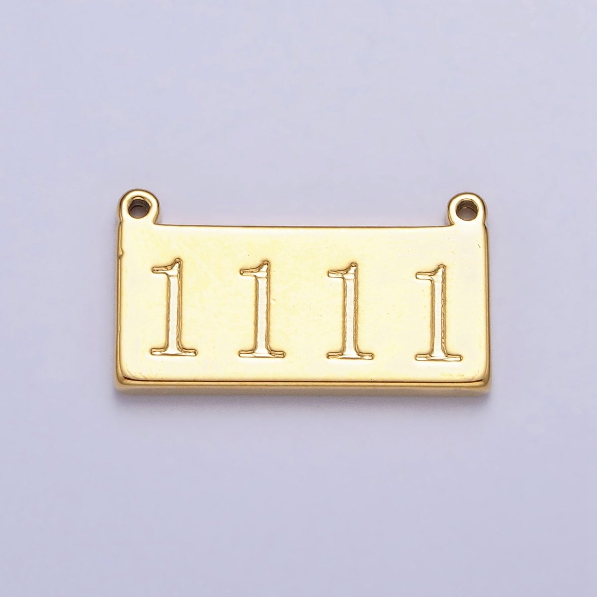 24K Gold Filled Angel Number Numerology Engraved Rectangular Tag Charm Connector | G610-615