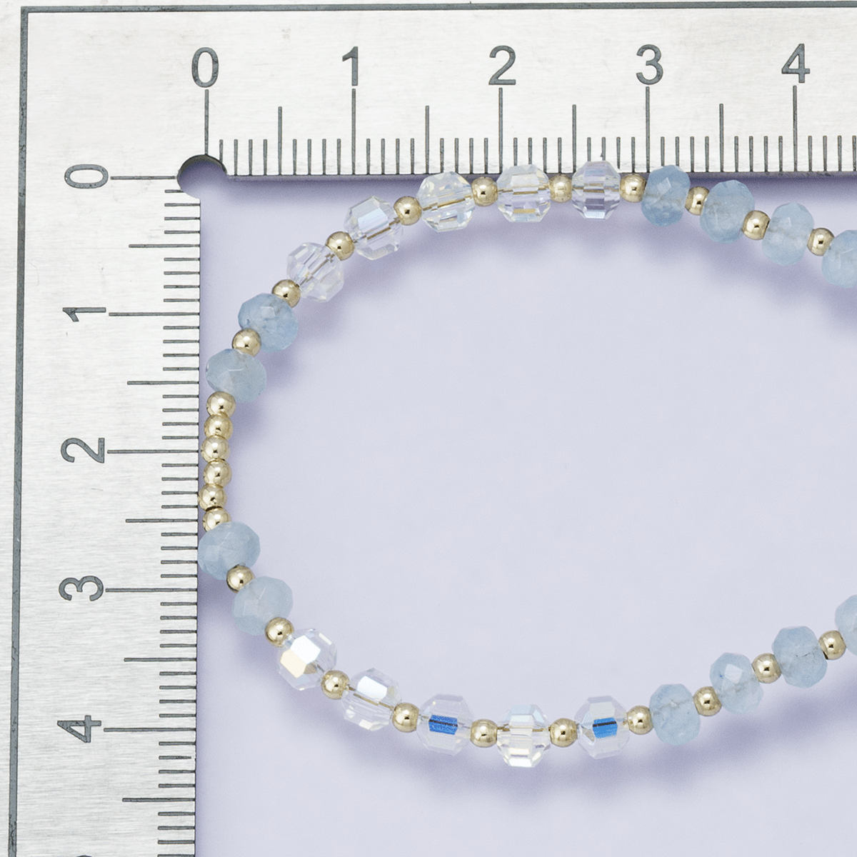 24K Gold Filled Aquamarine Multifaceted Gemstone Ball Cable Chain Half 16.5 Inch Necklace w. Extender | WA-04202