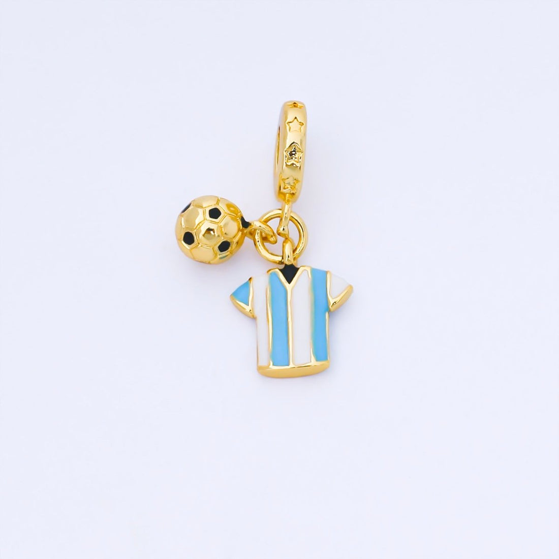 24K Gold Filled Argentina Jersey Football Ball Enamel Drop Rondelle Pendant | AF1567