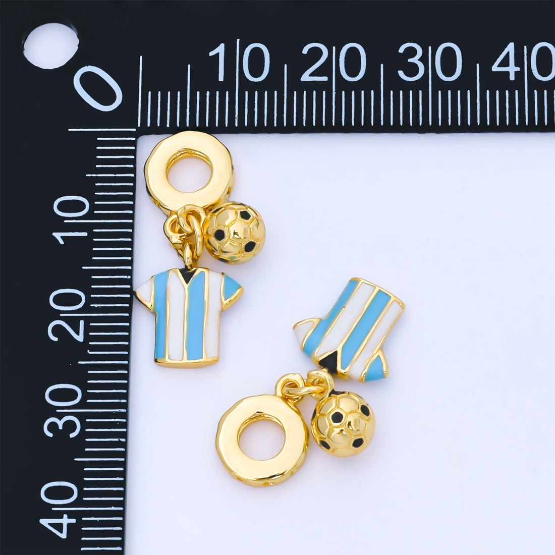 24K Gold Filled Argentina Jersey Football Ball Enamel Drop Rondelle Pendant | AF1567